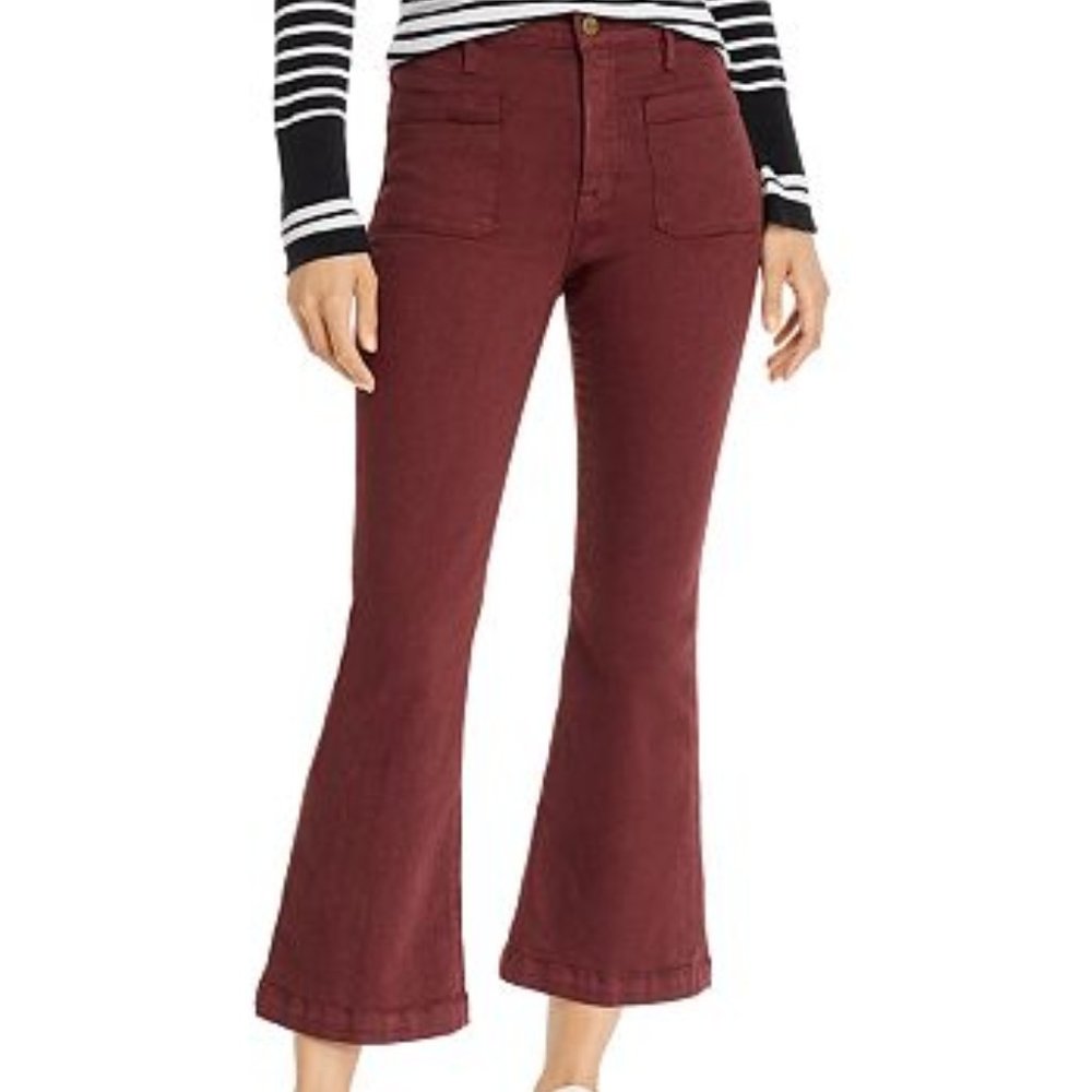 NWT FRAME Le Bardot Crop Flare Jeans in Bordeaux, Size 26